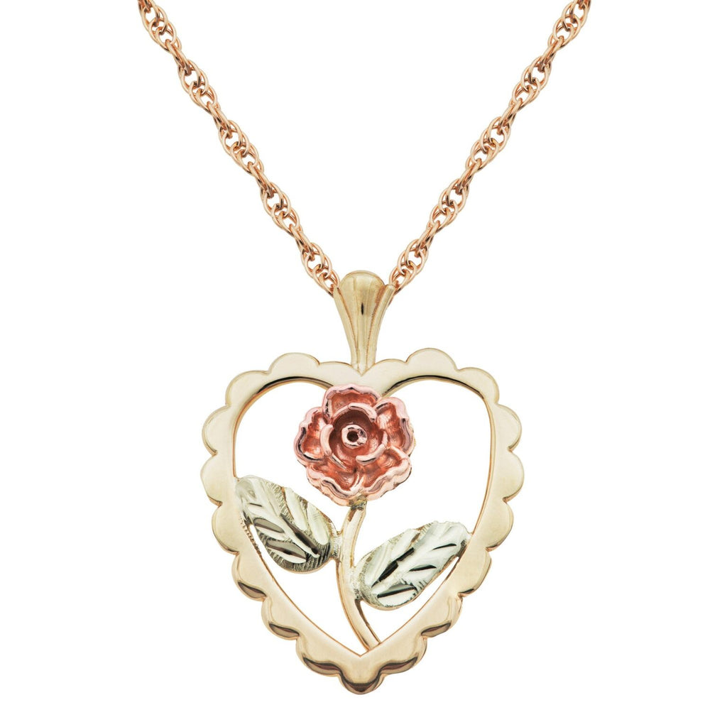 Black Hills Gold Heart Rose Pendant