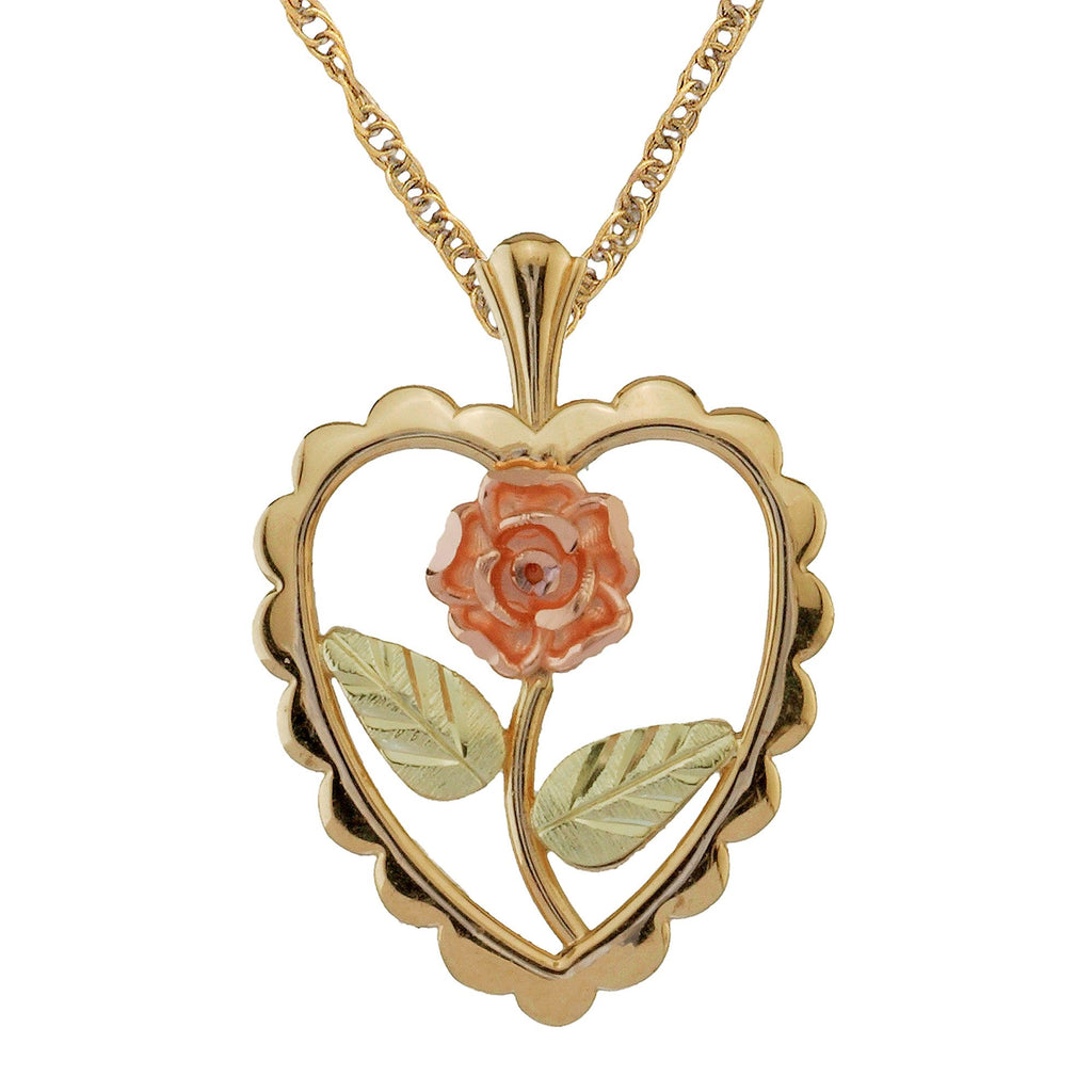 Black Hills Gold Heart Rose Pendant