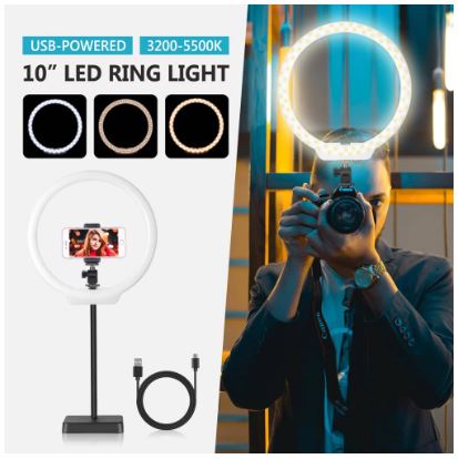 Ring Video Light 10 inch Bicolor 144 LED Light Kit for Camera, Phone Selfie, Youtube video, Vlogging