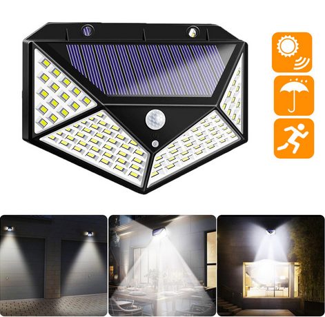RadiantX™ Solar Motion Sensor Wall Light 100 LED Outdoor Solar Security Lights for Front Door, Garden, Garage, Deck