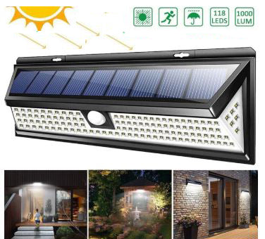 RadiantX™ Solar motion sensor security light outdoor 118 LED Flood light